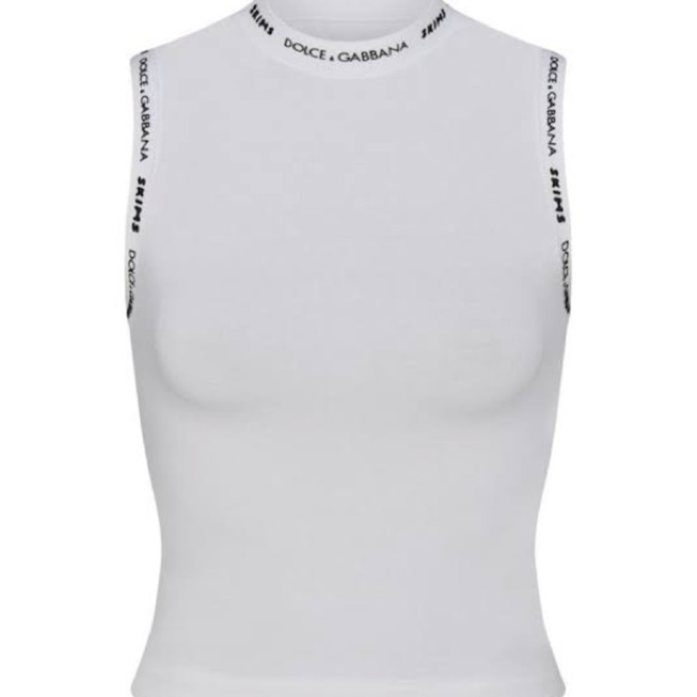 Dolce & Gabbana White Tank Top with Black Accents